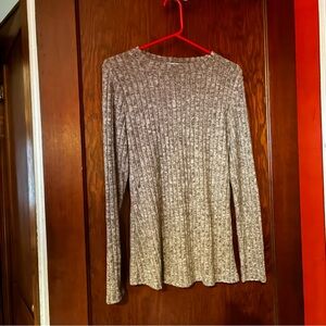 👚 Fantaslook Ribbed Knit Gray Long Sleeve Top | Women’s Small